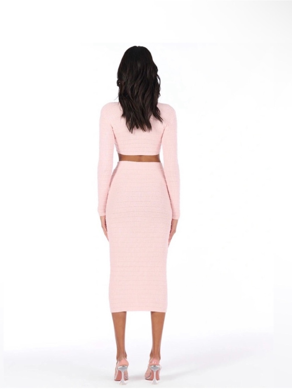 naked wardrobe Blush Pink Ribbed Knit Midi Set - Picture 2 of 8